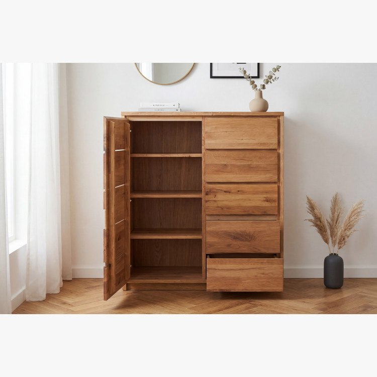 Magas tölgyfa komód tölgyből – ajtók és 5 fiók