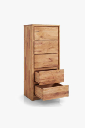 Keskeny magas tölgyfa komód – 5 fiók 2
