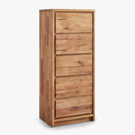 Keskeny magas tölgyfa komód – 5 fiók