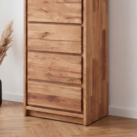 Keskeny magas tölgyfa komód – 5 fiók