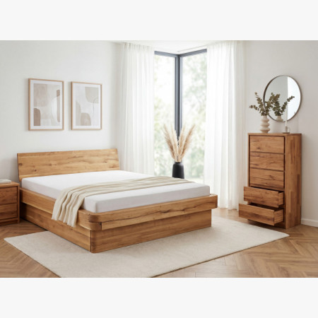 Keskeny magas tölgyfa komód – 5 fiók