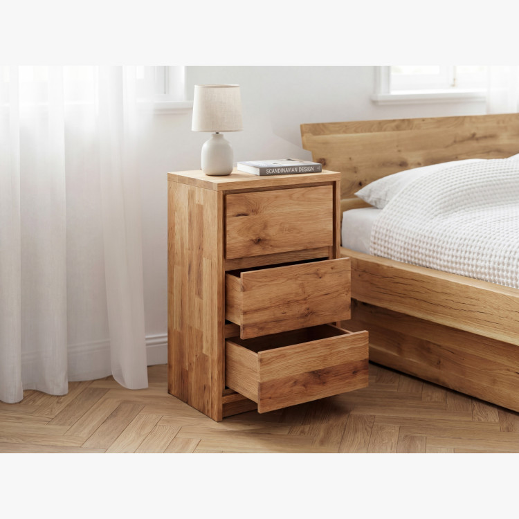 Tölgy éjjeli szekrény tölgyből – 3 fiók