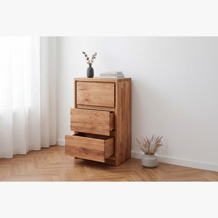 Tölgy éjjeli szekrény tölgyből – 3 fiók