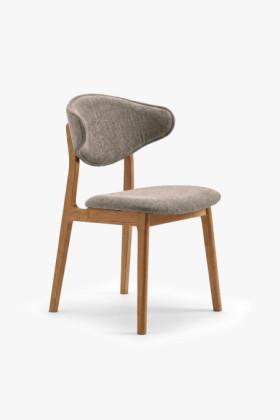 Kárpitozott étkezőszék taupe szövetből, tölgyfa lábakkal