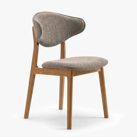 Kárpitozott étkezőszék tölgy lábakkal – taupe színű