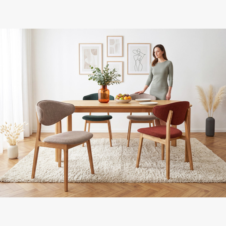 Kárpitozott étkezőszék tölgy lábakkal – taupe színű