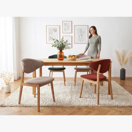 Kárpitozott étkezőszék tölgy lábakkal – taupe színű