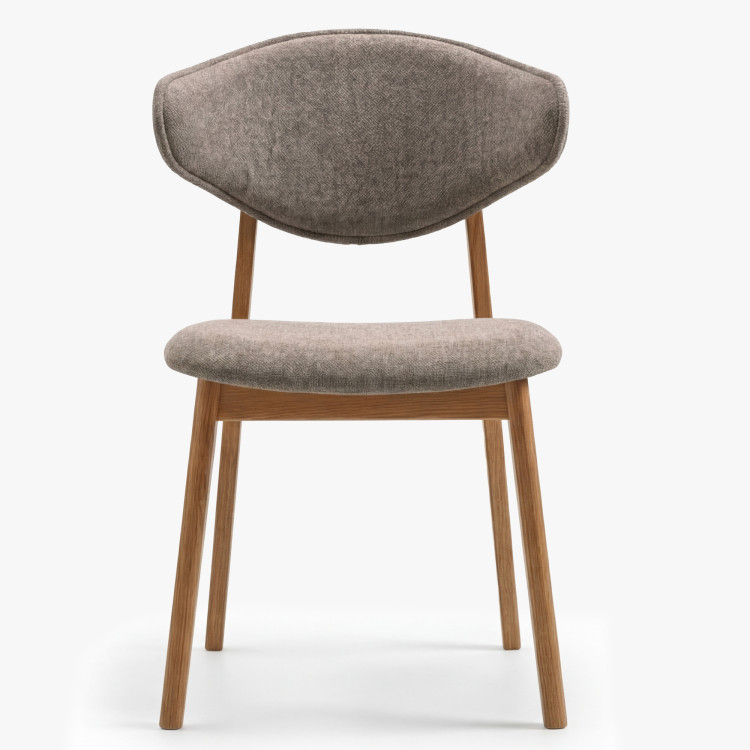 Kárpitozott étkezőszék tölgy lábakkal – taupe színű