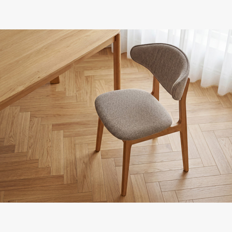 Kárpitozott étkezőszék tölgy lábakkal – taupe színű