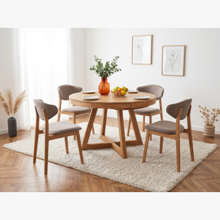 Kárpitozott étkezőszék tölgy lábakkal – taupe színű