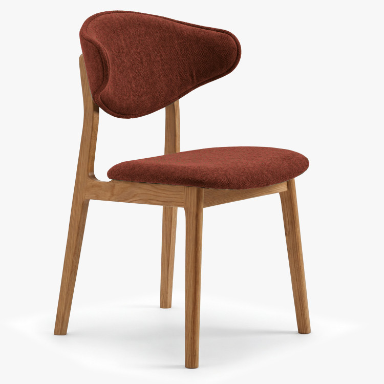 Kárpitozott étkezőszék tölgyfa lábakkal – terrakotta színű