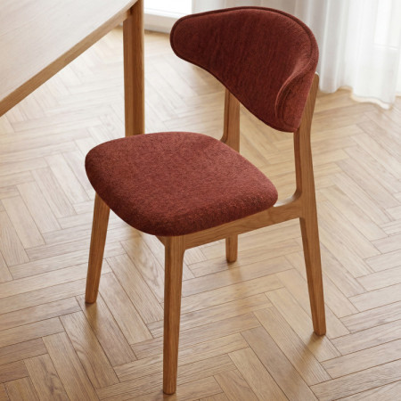 Kárpitozott étkezőszék tölgyfa lábakkal – terrakotta színű