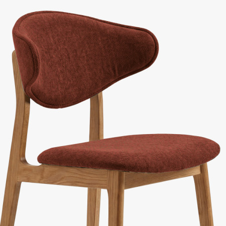 Kárpitozott étkezőszék tölgyfa lábakkal – terrakotta színű