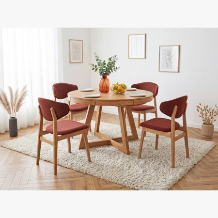 Kárpitozott étkezőszék tölgyfa lábakkal – terrakotta színű