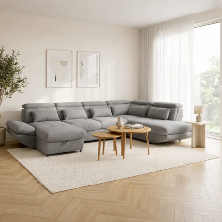 U-alakú ülőgarnitúra ágyfunkcióval Park - hosszabb oldala jobbra