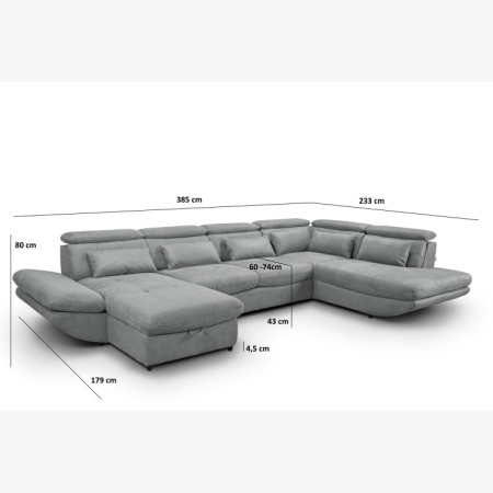 U-alakú ülőgarnitúra ágyfunkcióval Park - hosszabb oldala jobbra