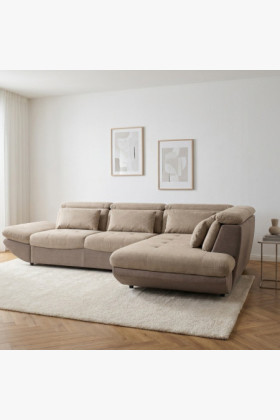 Modern sarok ülőgarnitúra fekvőfunkcióval és tárolóval, PU habos