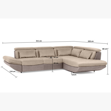 Modern sarokülőgarnitúra Park ágyfunkcióval és tárolóhellyel - jobb oldali sarok