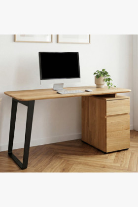 Tölgyfa íróasztal Albero 140x65 cm – tömör tölgy, fém lábak
