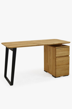 Tölgyfa íróasztal Albero 140x65 cm – tömör tölgy, fém lábak 2