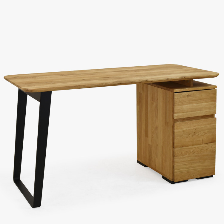 Tölgyfa íróasztal Albero 140x65 cm – tömör tölgy, fém lábak