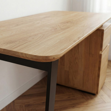 Tölgyfa íróasztal Albero 140x65 cm – tömör tölgy, fém lábak