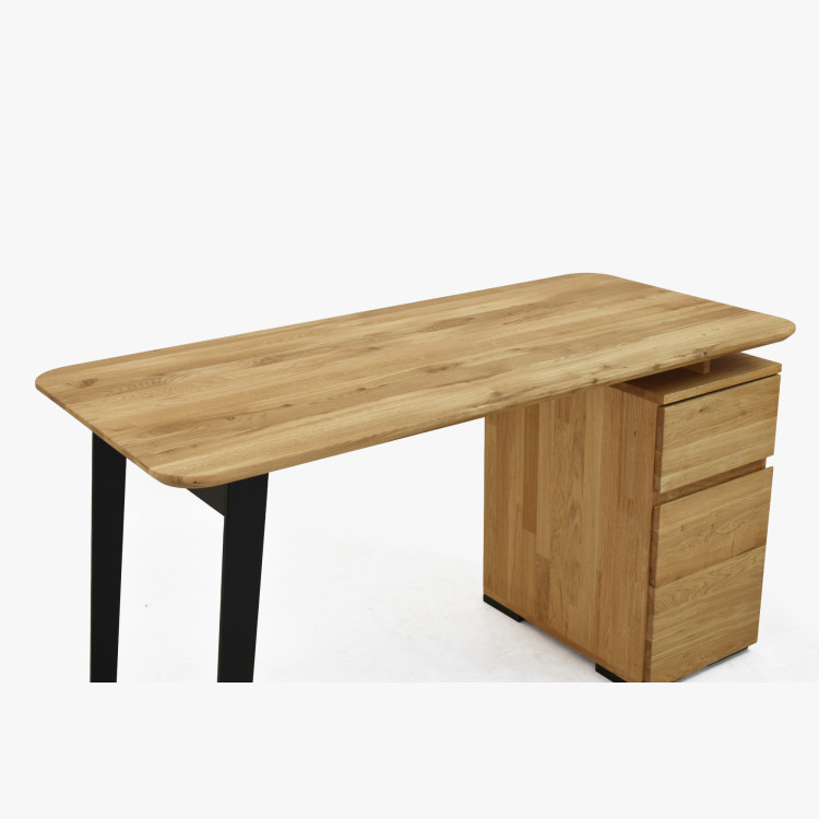 Tölgyfa íróasztal Albero 140x65 cm – tömör tölgy, fém lábak