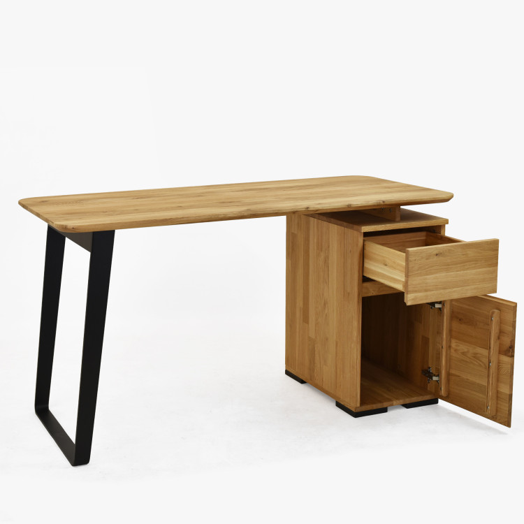 Tölgyfa íróasztal Albero 140x65 cm – tömör tölgy, fém lábak