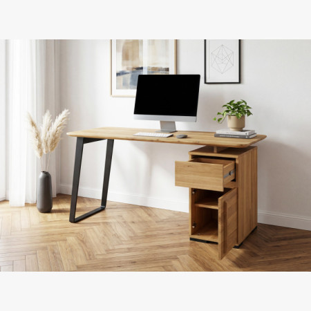 Tölgyfa íróasztal Albero 140x65 cm – tömör tölgy, fém lábak