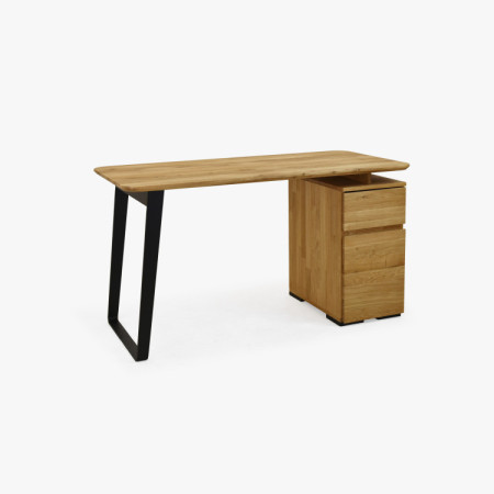 Tölgyfa íróasztal Albero 140x65 cm – tömör tölgy, fém lábak