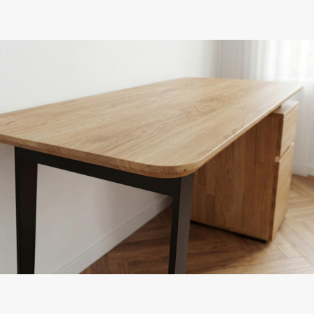 Tölgyfa íróasztal Albero 140x65 cm – tömör tölgy, fém lábak