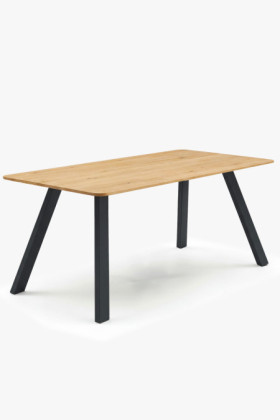 Tömör étkezőasztal Jano 160x90 cm - olajozott, fém lábak