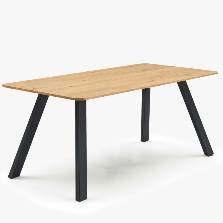 Tömör étkezőasztal Jano 160x90 cm - olajozott, fém lábak