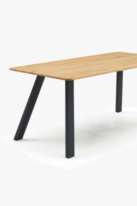 Tömör étkezőasztal Jano 160x90 cm - olajozott, fém lábak 2