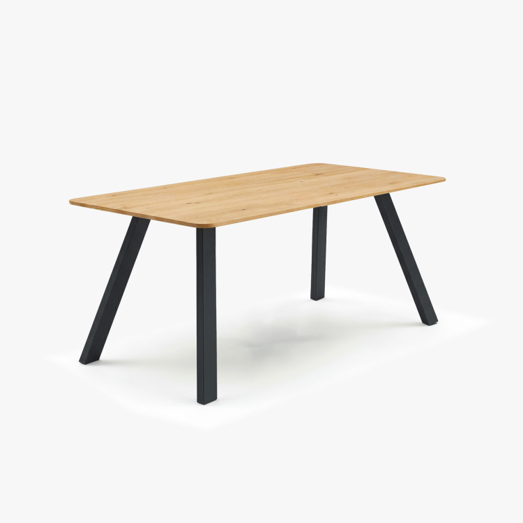Tömör étkezőasztal Jano 160x90 cm - olajozott, fém lábak