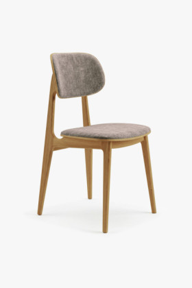Kárpitozott étkezőszék Vard tömör tölgyből – szürke-barna szövet taupe