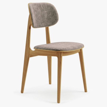 Kárpitozott étkezőszék Vard tömör tölgyből – szürke-barna szövet taupe