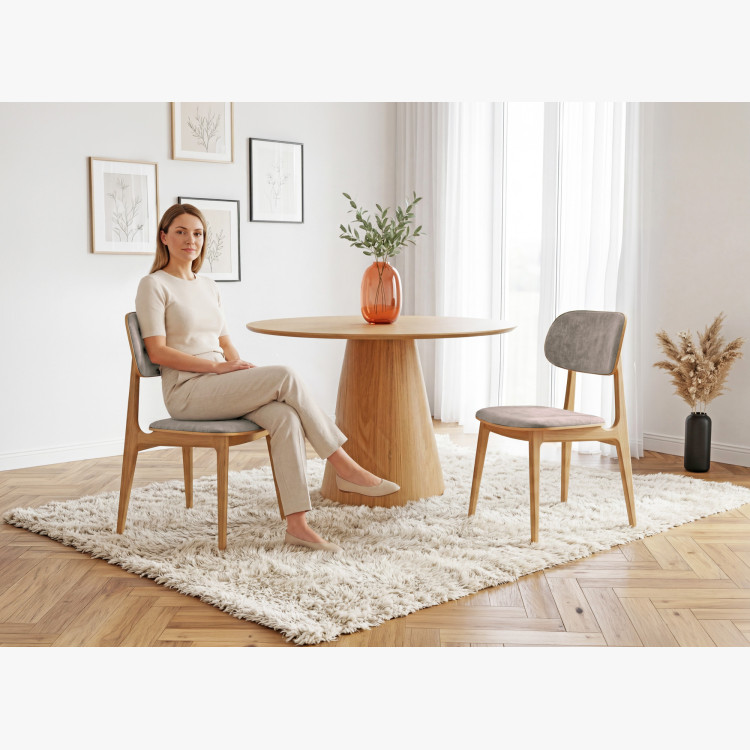 Kárpitozott étkezőszék Vard tömör tölgyből – szürke-barna szövet taupe