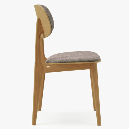 Kárpitozott étkezőszék Vard tömör tölgyből – szürke-barna szövet taupe