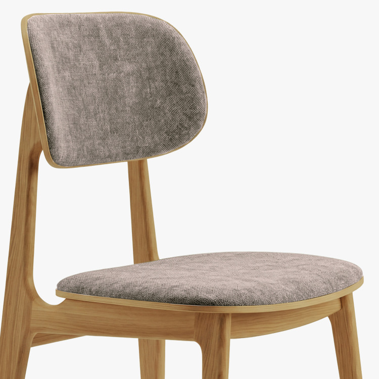 Kárpitozott étkezőszék Vard tömör tölgyből – szürke-barna szövet taupe