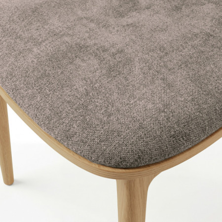 Kárpitozott étkezőszék Vard tömör tölgyből – szürke-barna szövet taupe