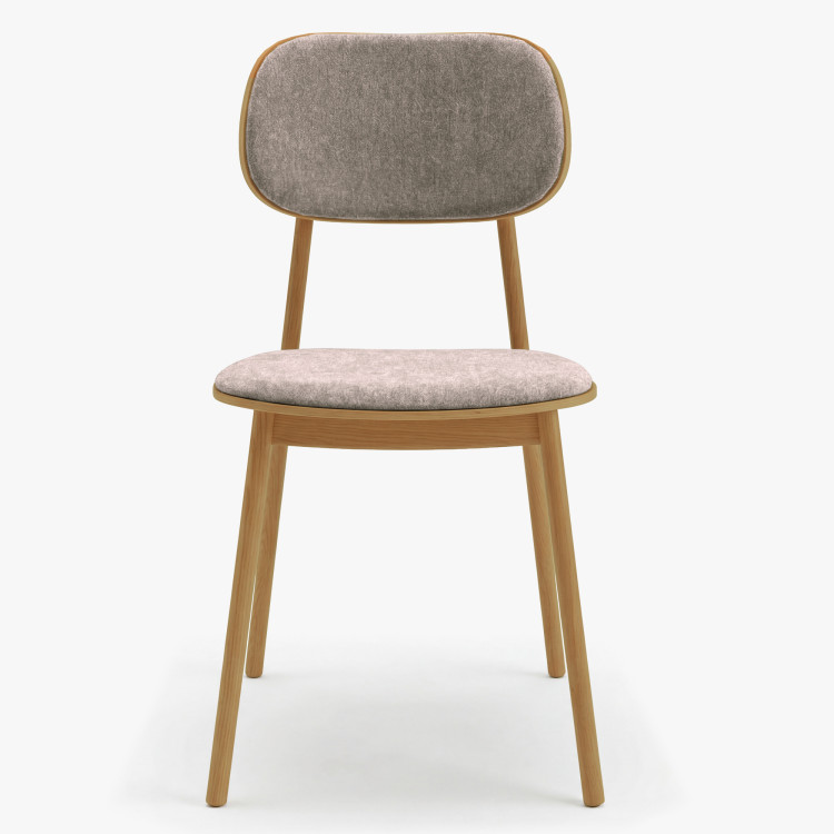 Kárpitozott étkezőszék Vard tömör tölgyből – szürke-barna szövet taupe