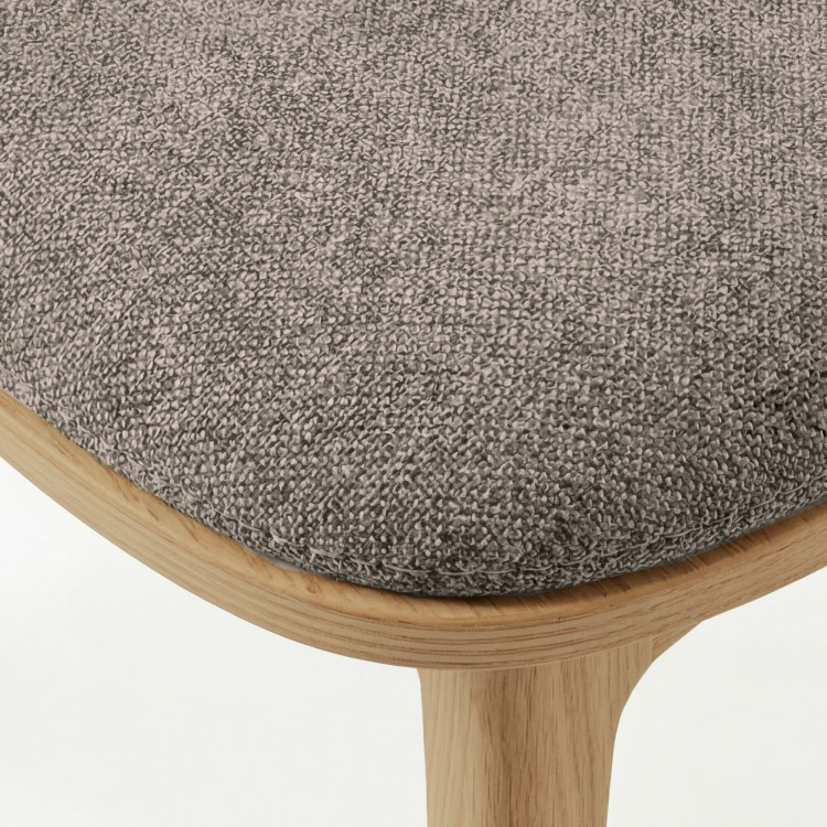 Kárpitozott étkezőszék Vard tömör tölgyből – szürke-barna szövet taupe