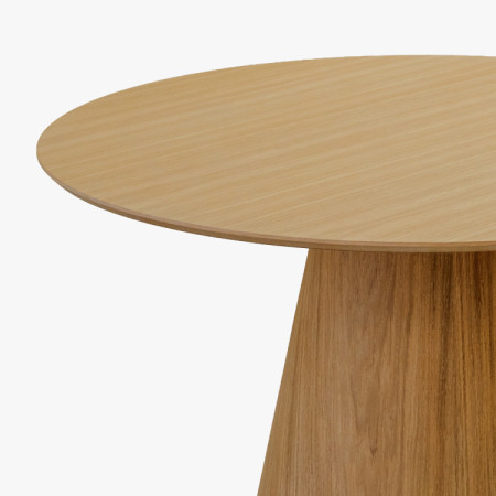 Kerek étkezőasztal 120 cm kúpos lábbal – tölgy furnér natúr