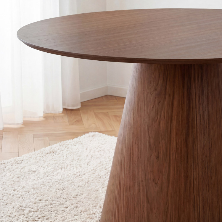 Kerek asztal kúpos lábon 120 cm – tölgy bordó-dió