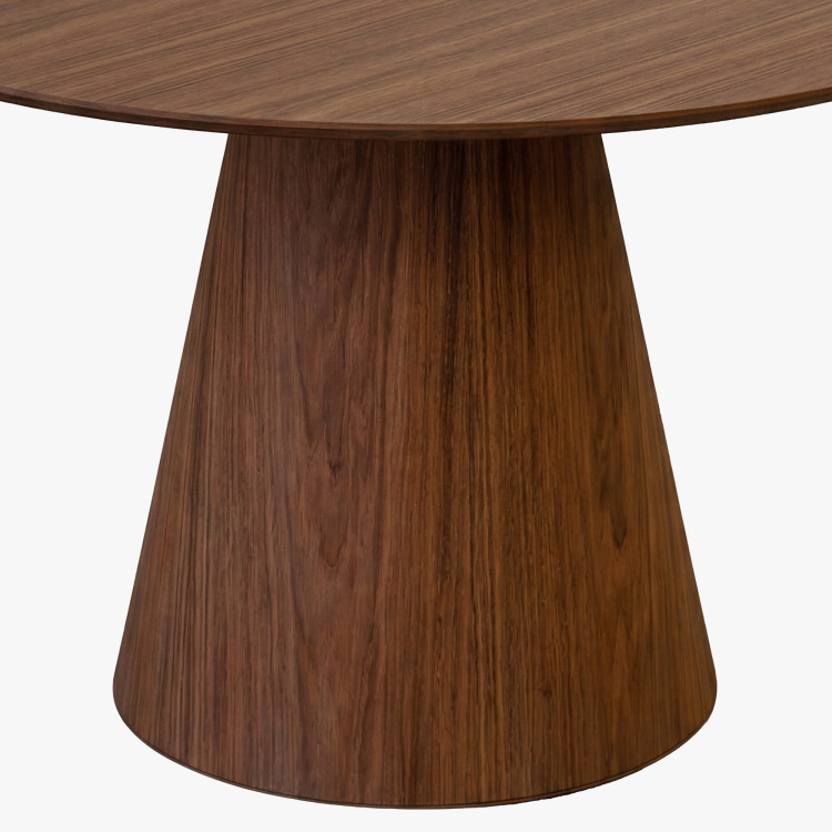 Kerek asztal kúpos lábon 120 cm – tölgy bordó-dió