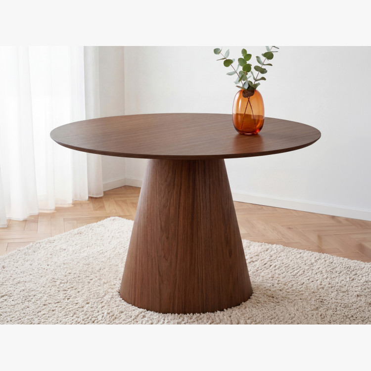 Kerek asztal kúpos lábon 120 cm – tölgy bordó-dió