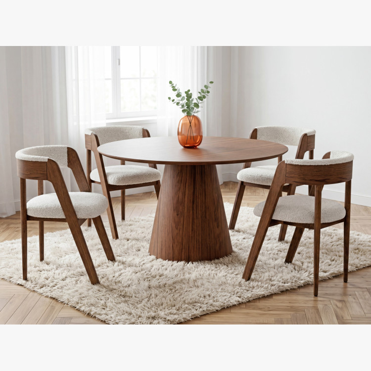 Kerek asztal kúpos lábon 120 cm – tölgy bordó-dió