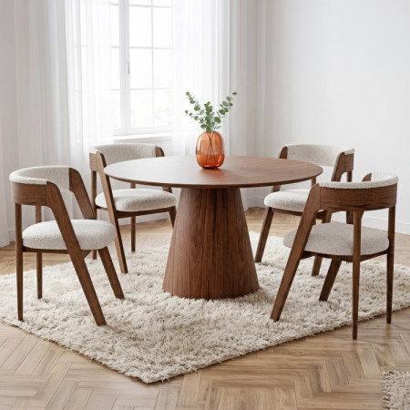 Kerek asztal kúpos lábon 120 cm – tölgy bordó-dió