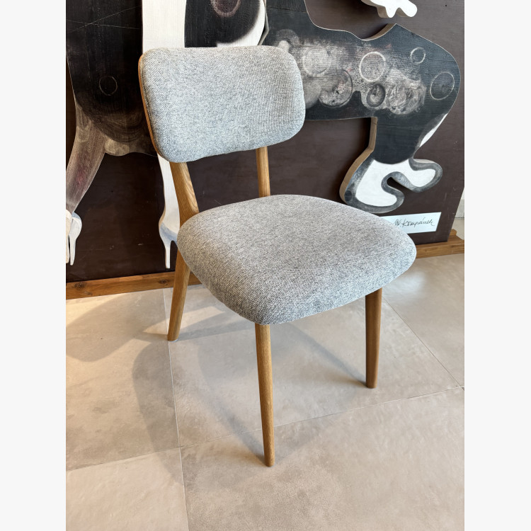 Tölgyfa kárpitozott szék - szürke szín outlet, sérült furnér